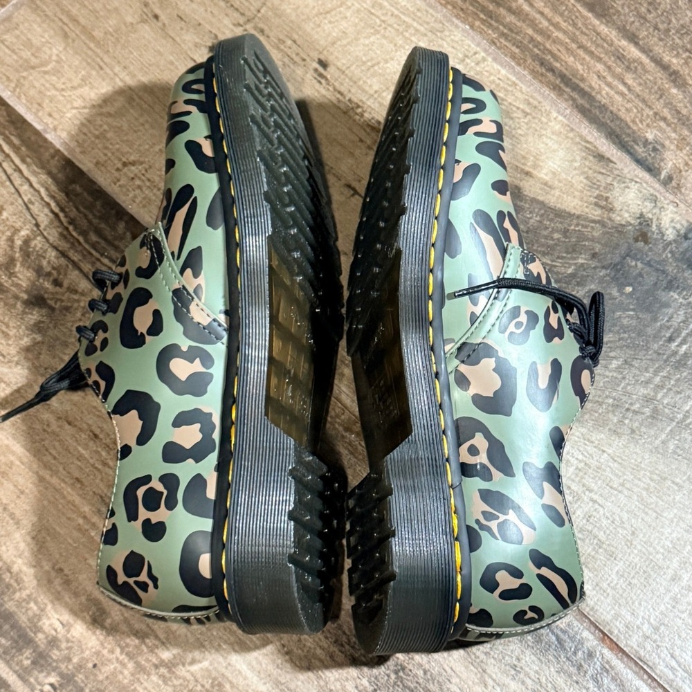 Dr. Martens 1461 Distorted Leopard Print Leather Oxford Shoes,Green, 7M/ 8W - Picture 6 of 13